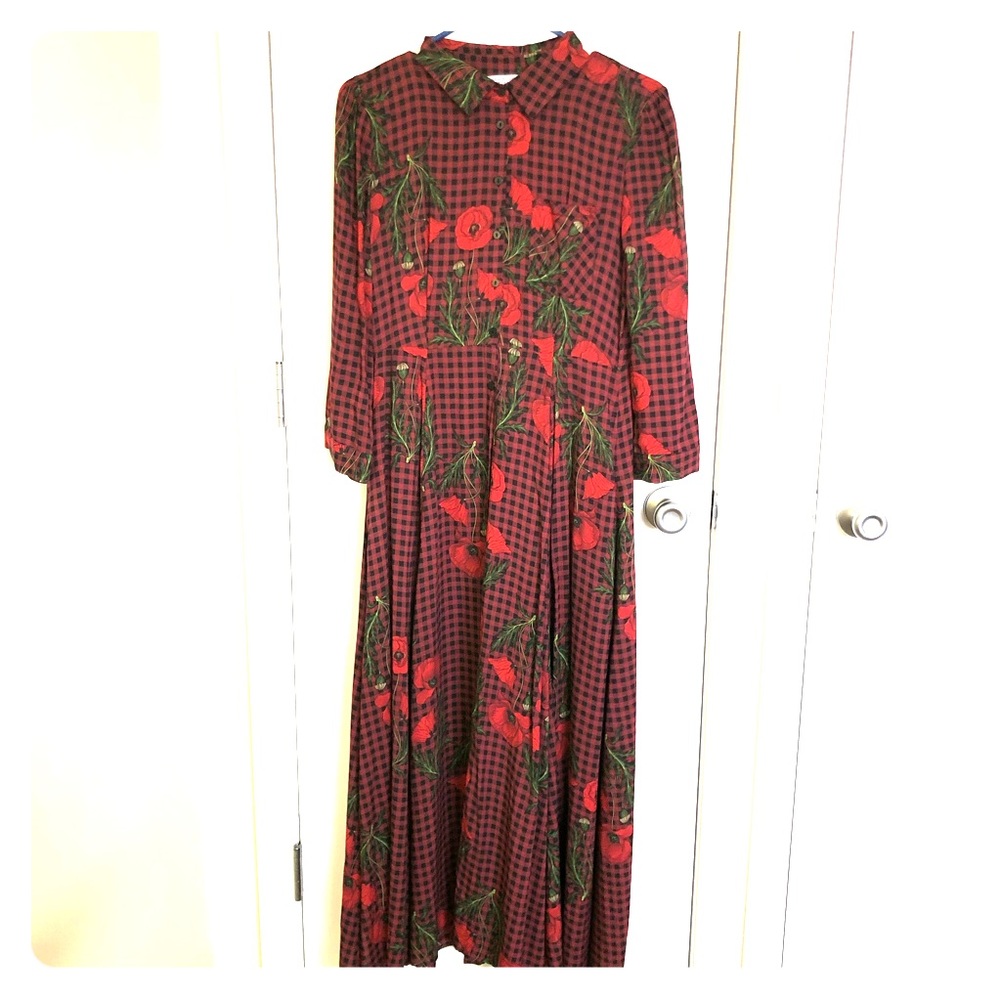Zara plaid/floral maxi dress